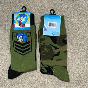 Sonic The Hedgehog Army Green 2 Pack Socks